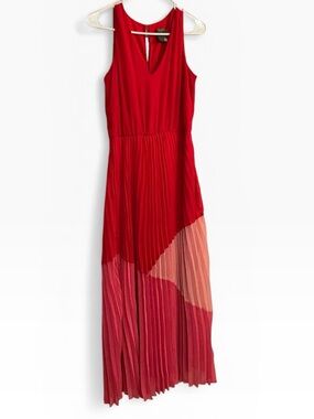Taylor Red & Coral Colorblock Sleeveless Maxi Dress